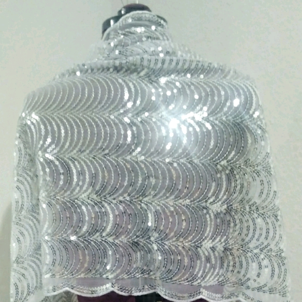 Betsy Johnson sequined scalloped shawl
